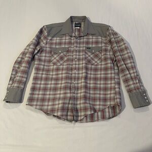 Vintage Wrangler Brushpopper  Shirt Plaid PearlSnap Western/Cowboy Men’s XL